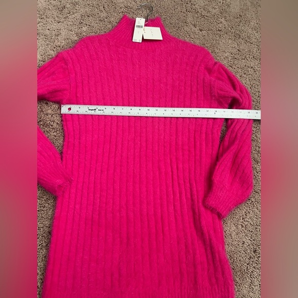 NWT new small Anthropologie flat white turtleneck sweater dress tunic pink - Picture 13 of 17